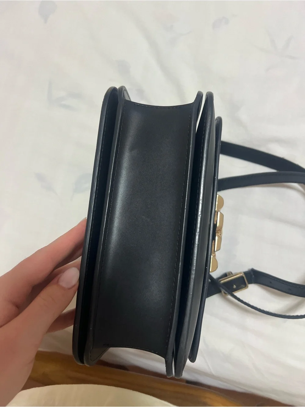 Tory Burch Eleanor Black Leather Crossbody with Gold Emblem